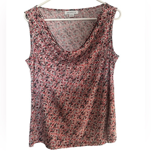Liz Claiborne Womens Sleeveless BLOUSE SHIRT‎ - Size L- Multi Print Cowl Neck